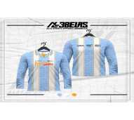 BAJU KAOS LENGAN PANJANG BERKERAH DAN SABLON